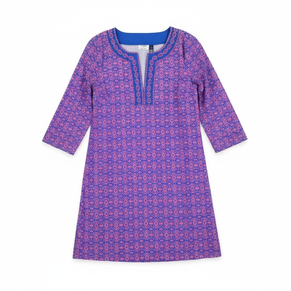 NWT Cabana Life Talbots Tunic Dress XL Pink Blue Geometric UPF Swim Cover Up
